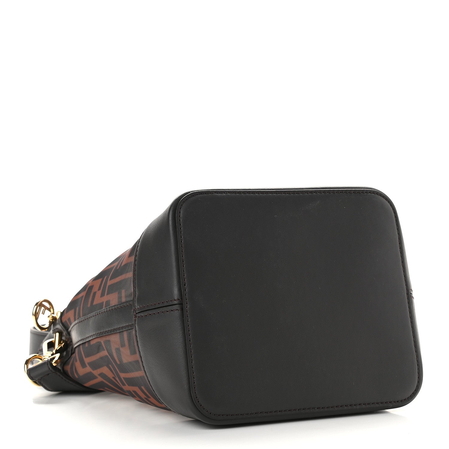 Fendi Mesh Vitello Grace F is Fendi FF 1974 Grande Mon Tresor Bucket Bag Marrone Black Ebano 3 of 9