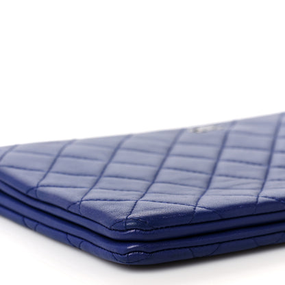 Chanel Lambskin Quilted Large Zipped Clutch Blue 9 of 10