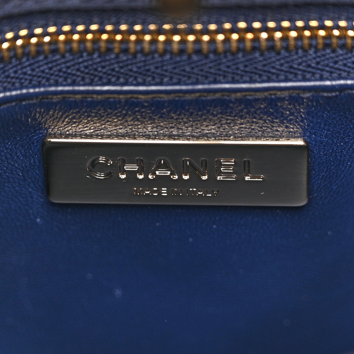Chanel Shiny Crumpled Calfskin Quilted Mini 31 Shopping Bag Navy