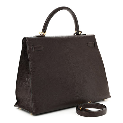 Hermes Chevre de Coromandel Kelly Sellier 35 Chocolate 3 of 12