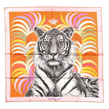 Hermes Silk Tiger Royal Double Face Scarf 90 Orange Rose Anthracite 1 of 4