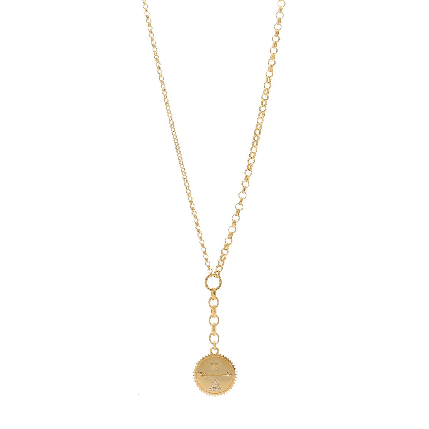 18K Yellow Gold Diamond Medium Dream Medallion Mixed Belcher Extension Chain Necklace