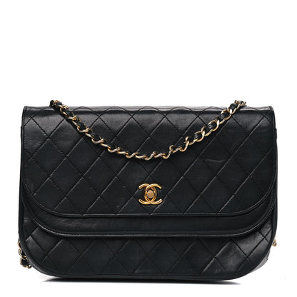 Chanel Lambskin Quilted Medium Round Double Flap Black 1 of 8