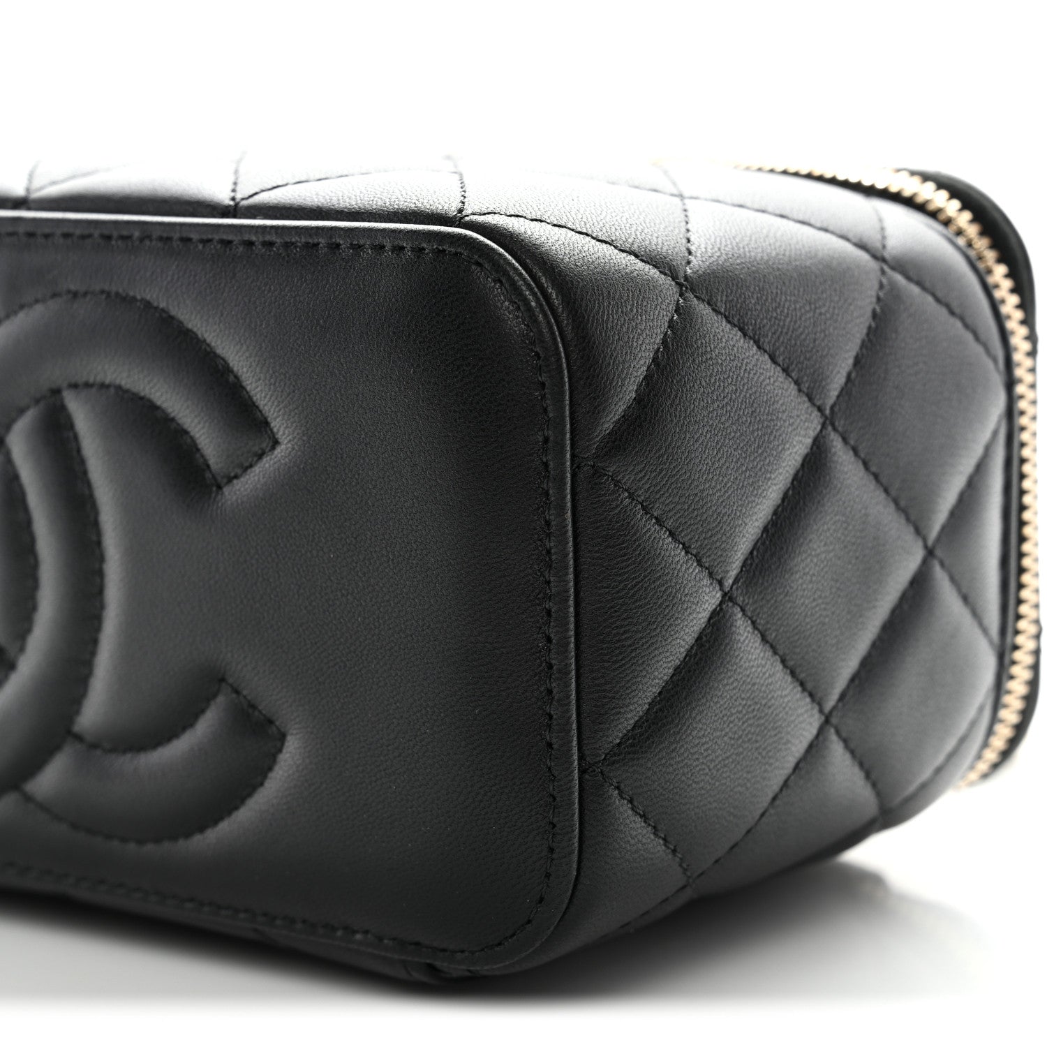 Chanel Lambskin Quilted Small Top Handle Vanity Case With Chain Black 10 of 11