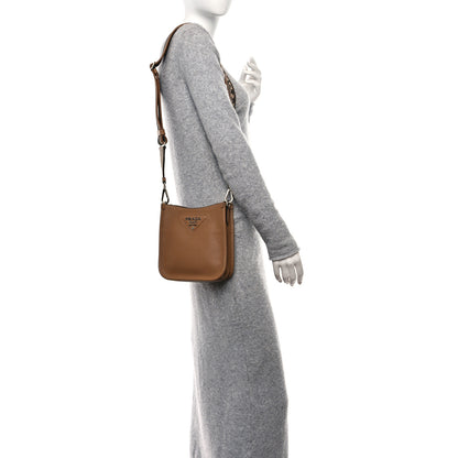 Prada Vitello Daino Soft Mini Hobo Messenger Bag Caramel 2 of 9