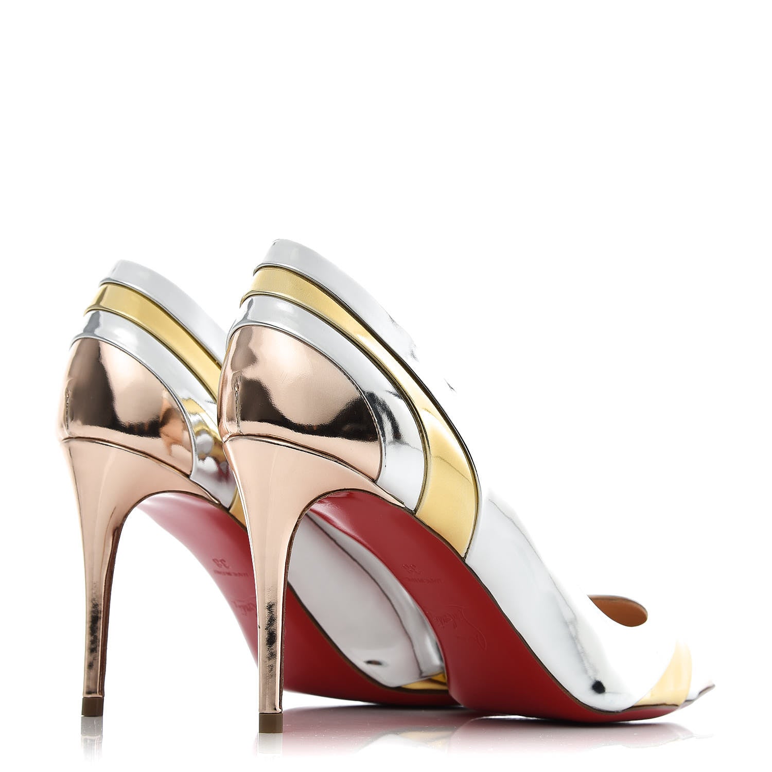 Christian Louboutin Nappa Patent Veau Mirror Eklectica 85 Pumps 38 Silver 4 of 7