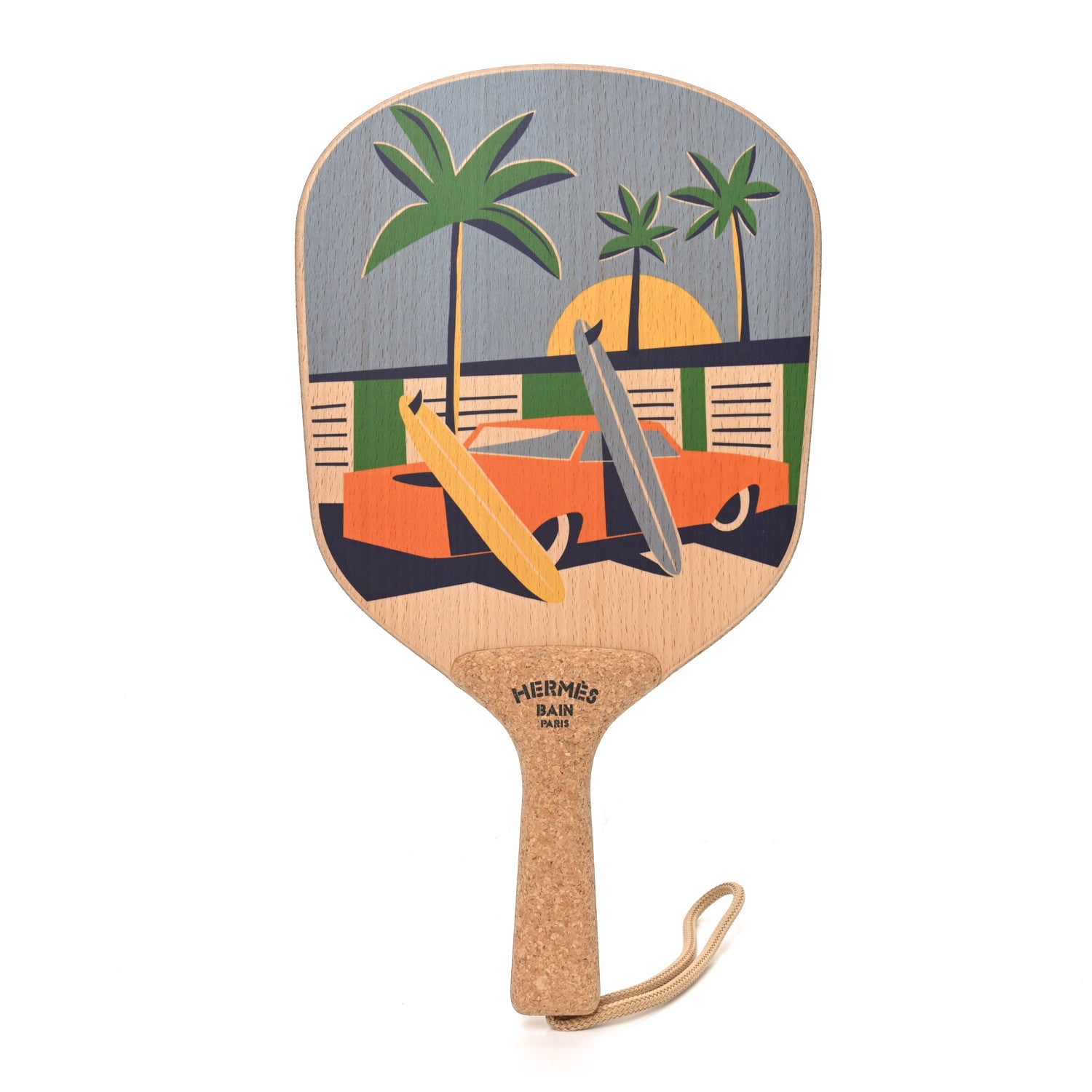 Hermes Beechwood Cork Apres La Vague Beach Racket Set Natural Multicolor 1 of 7
