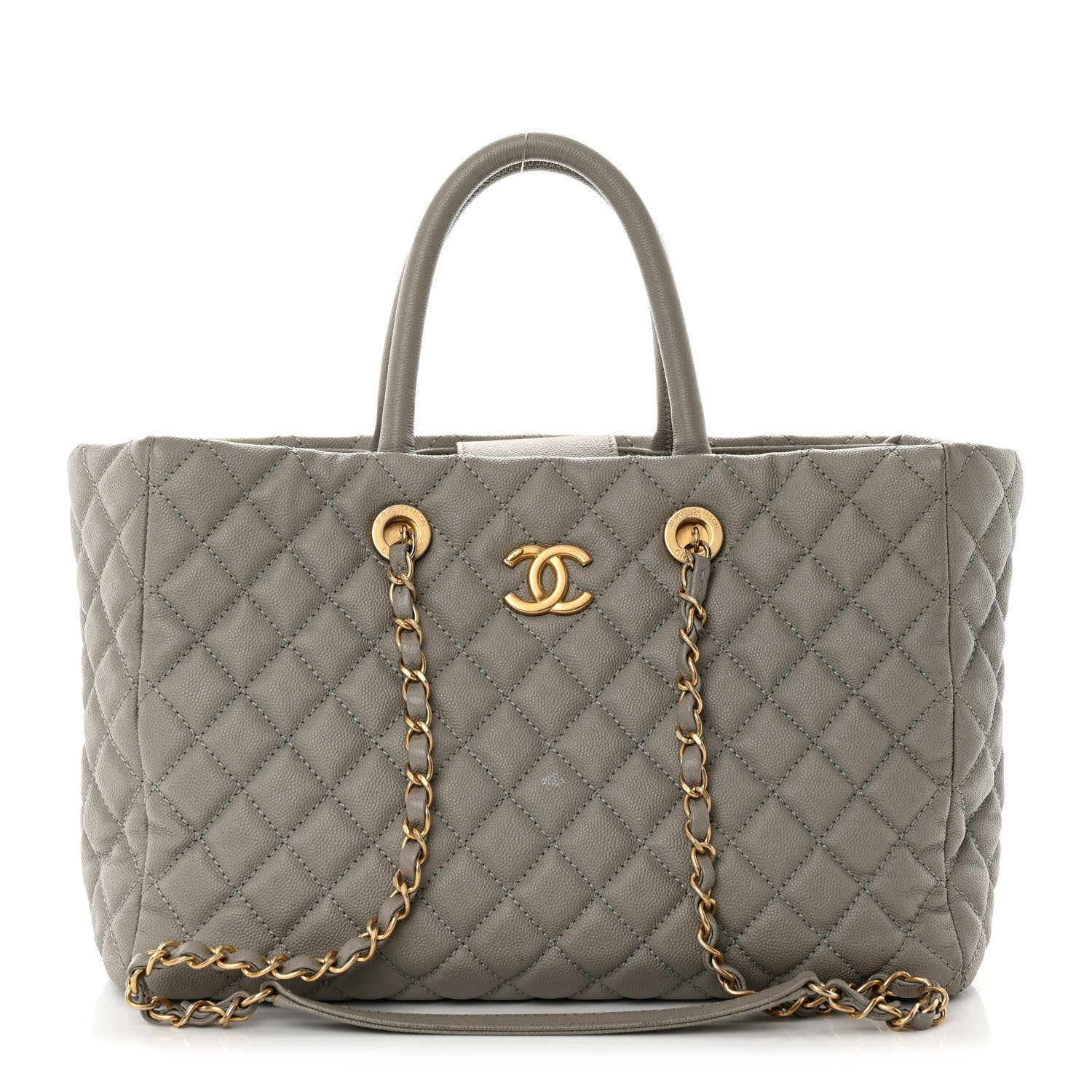 Chanel Caviar Quilted Coco Handle Shopping Tote Grey 1 of 19