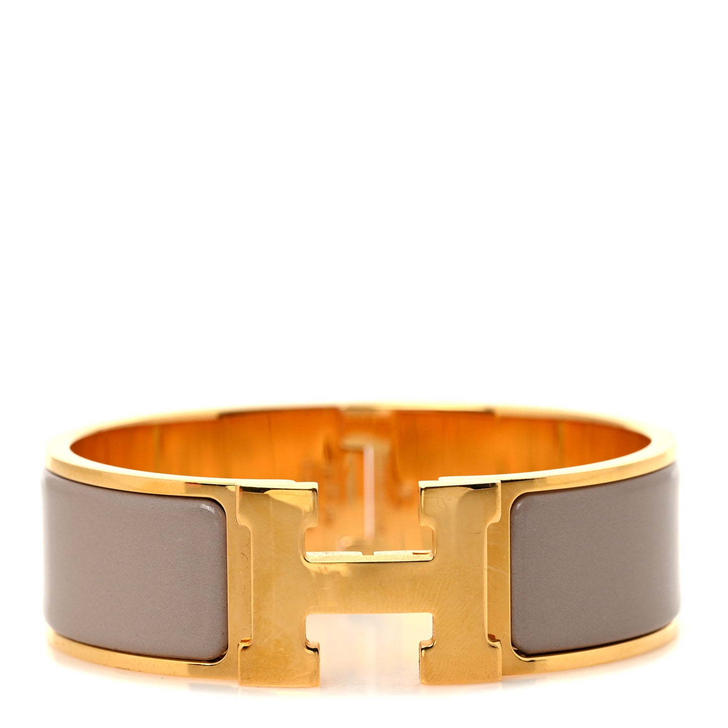 Enamel Wide Clic Clac H Bracelet GM Marron Glace