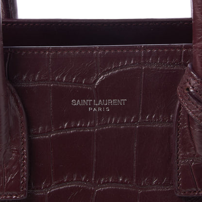 Saint Laurent Calfskin Crocodile Embossed Baby Sac De Jour Bordeaux 6 of 8