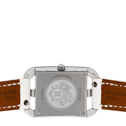 Hermes Stainless Steel Alligator Diamond Pink Sapphire Mother of Pearl 23mm Cape Cod Quartz Watch Blanc 4 of 5
