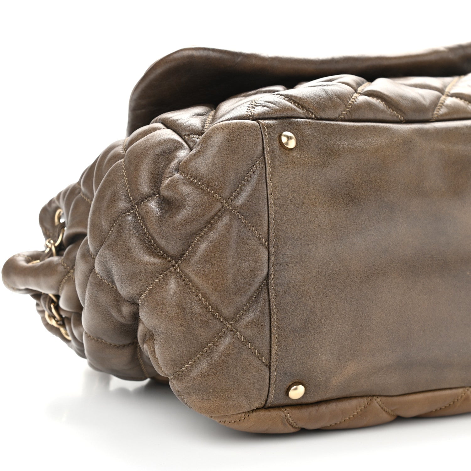 Chanel Lambskin Bubble Quilt Flap Bag Dark Beige 7 of 10
