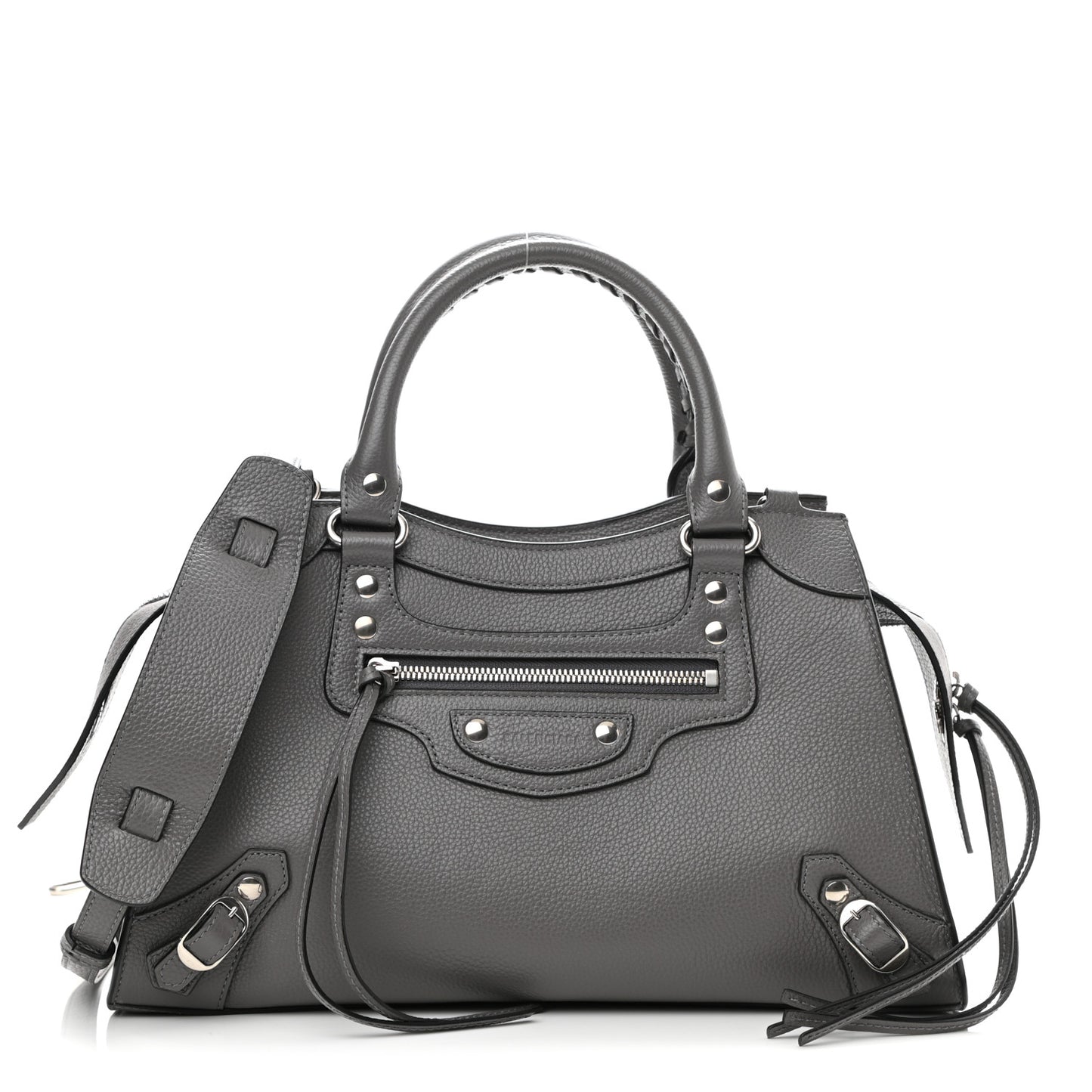 Grained Calfskin Neo Classic Silver Hardware S City Dark Grey