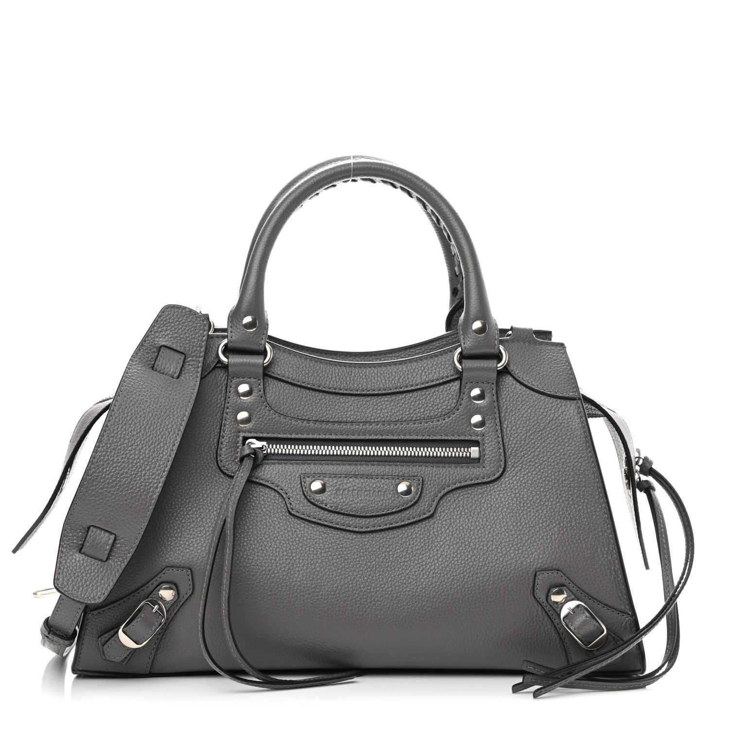 Balenciaga Grained Calfskin Neo Classic Silver Hardware S City Dark Grey 1 of 10