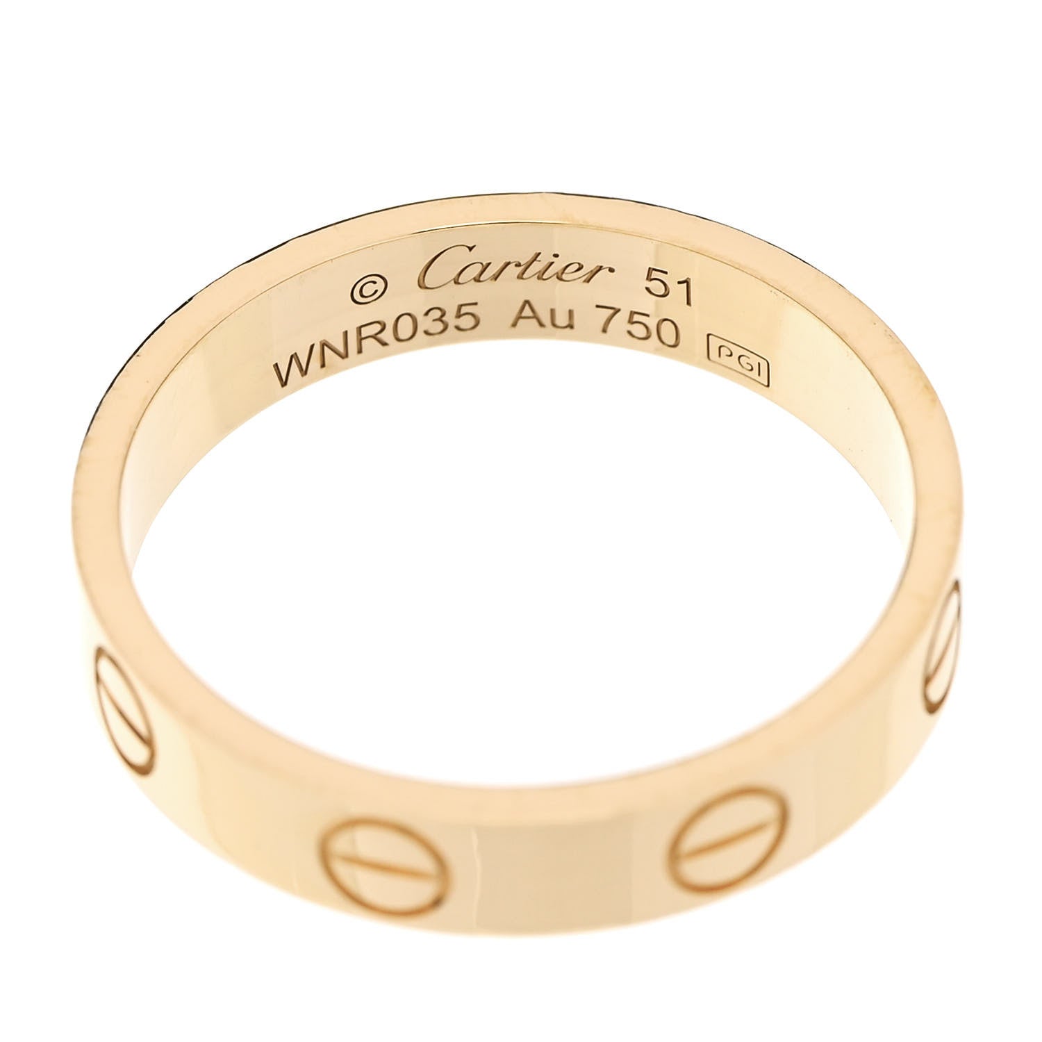 Cartier 18K Yellow Gold 3.5mm LOVE Wedding Band Ring 51 5.75 4 of 5