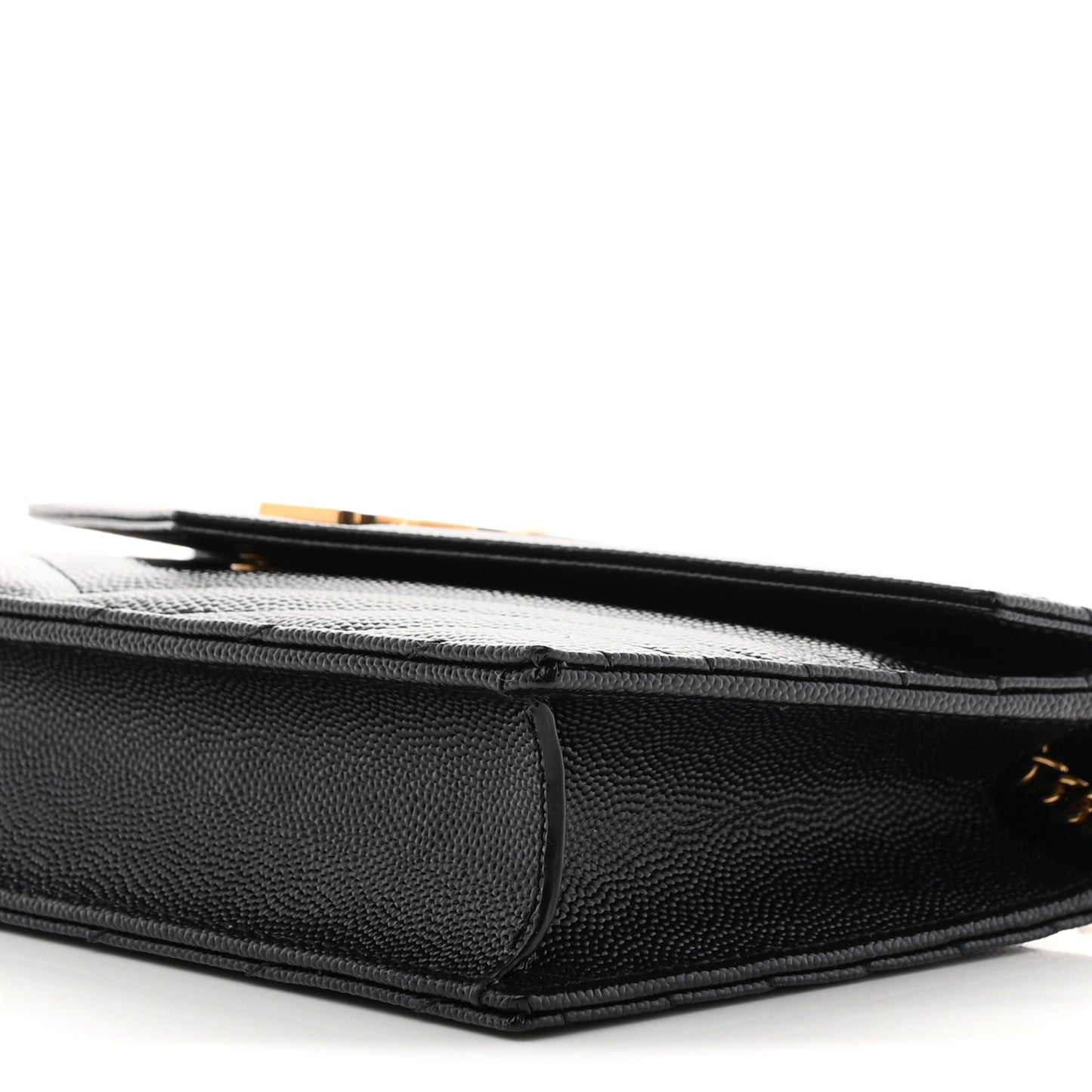 Grain De Poudre Matelasse Chevron Monogram Envelope Chain Wallet Black