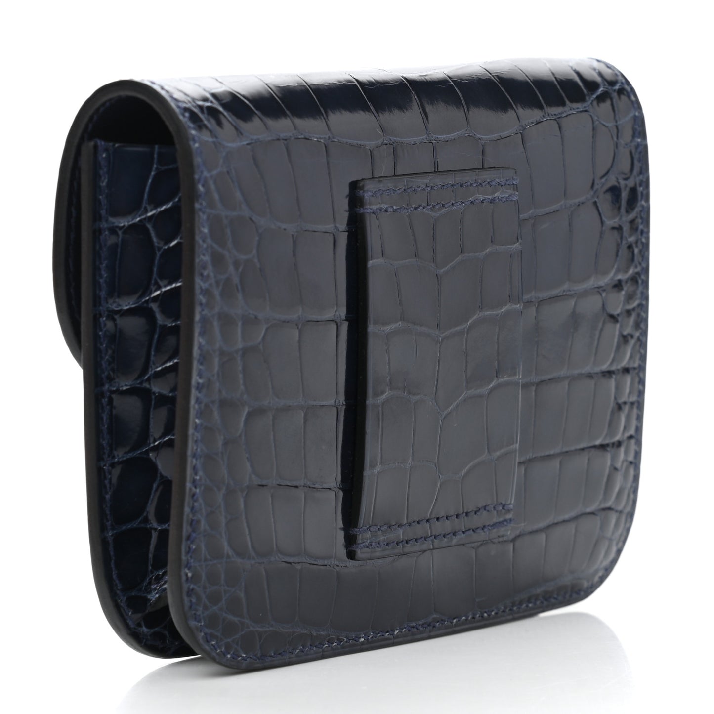 Shiny Alligator Constance Slim Wallet Bleu Abysse