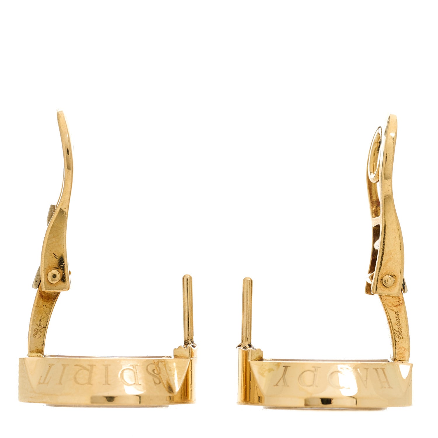 Chopard 18K Yellow Gold Diamond Happy Spirit Earrings 3 of 4
