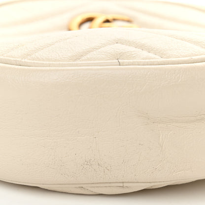 Gucci Calfskin Matelasse Mini GG Marmont Round Shoulder Bag White 11 of 12