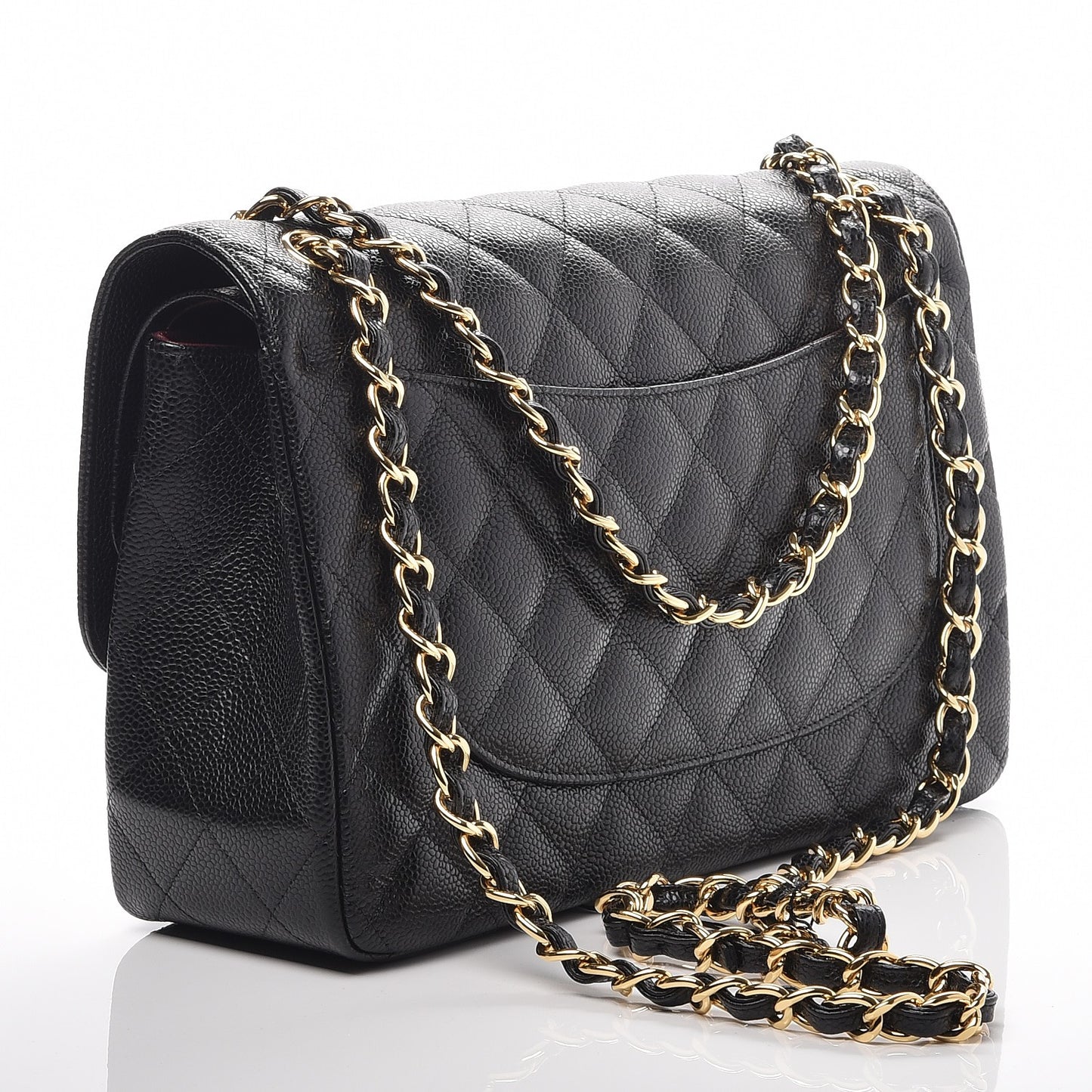 Caviar Quilted Jumbo Double Flap Black