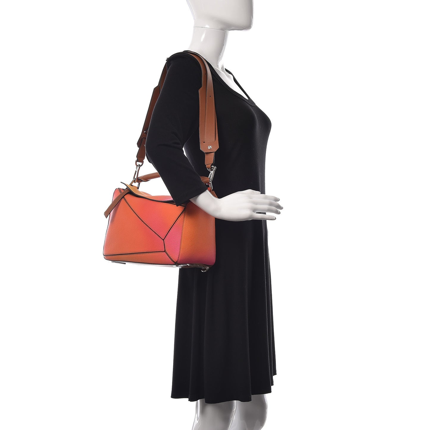 Calfskin Medium Puzzle Bag Orange Sunset
