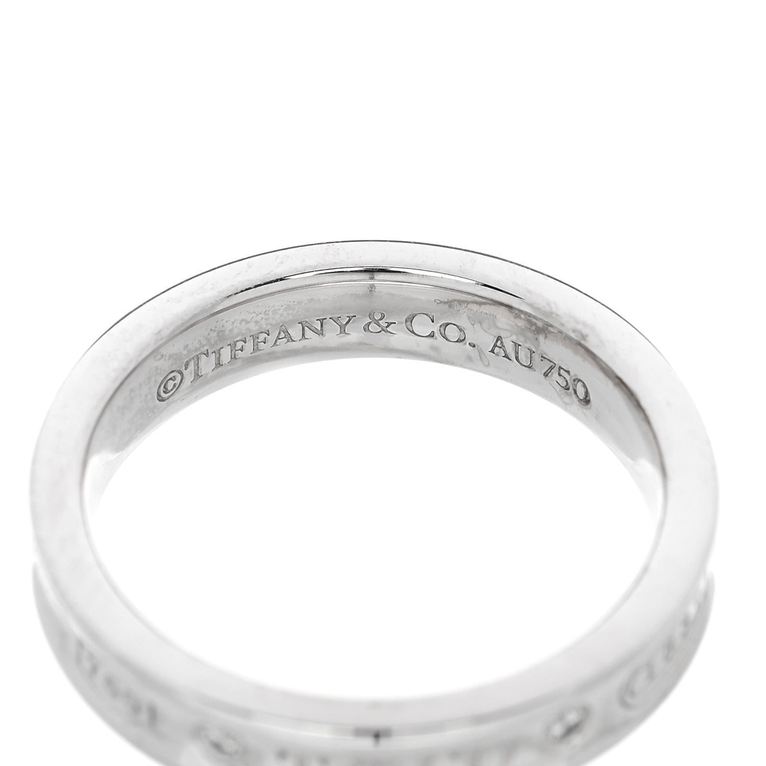 Tiffany 18K White Gold Diamond Narrow 1837 Ring 52 6 8 of 8