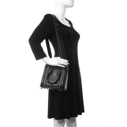 Alexander McQueen Calfskin Studded Crystal Embellished Mini Heroine Black 2 of 9