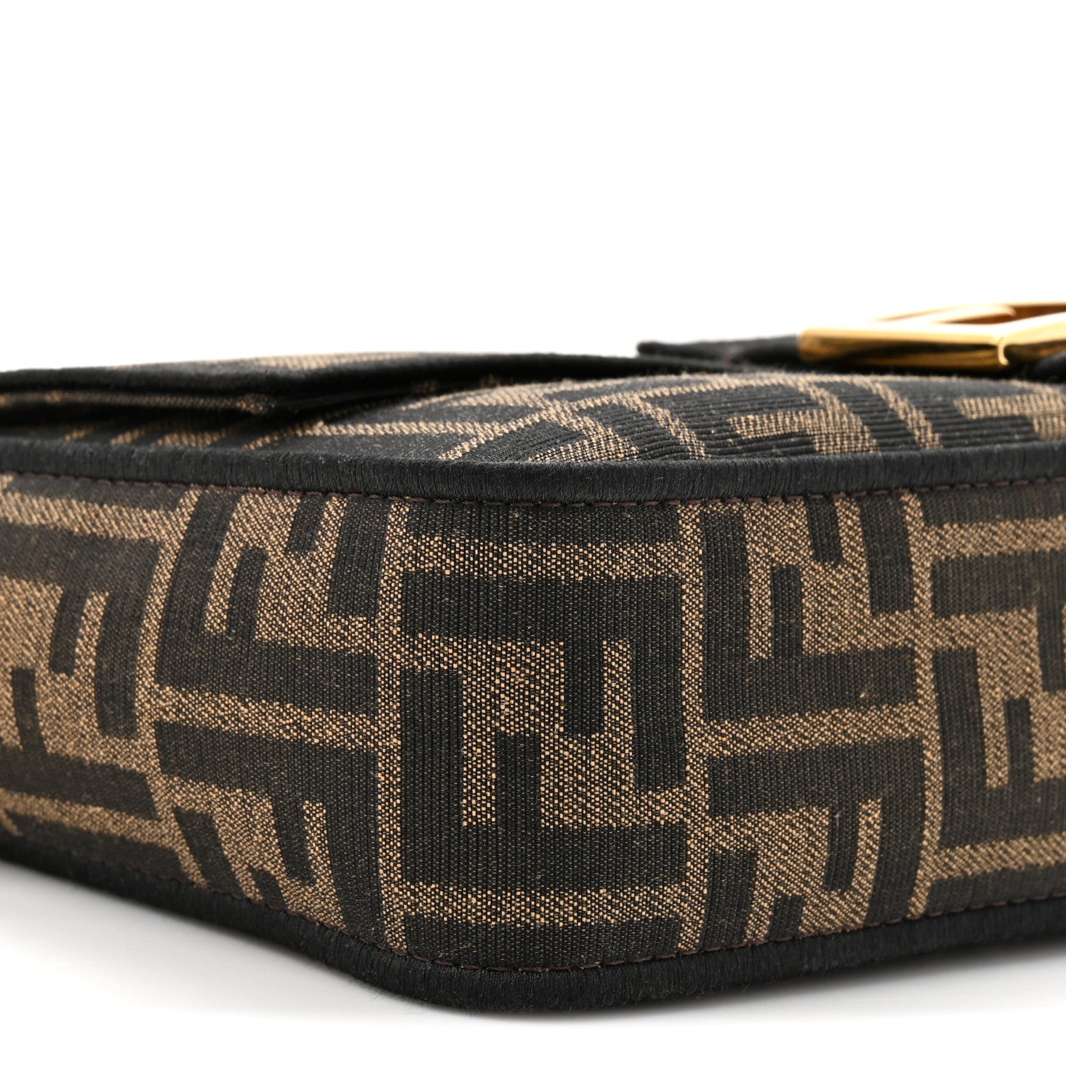 Fendi Fabric Jacquard FF 1974 Medium Baguette Tobacco Moro Black 9 of 10