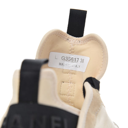 Chanel Velvet Calfskin Mixed Fibers CC Sneakers 38 Beige 8 of 15