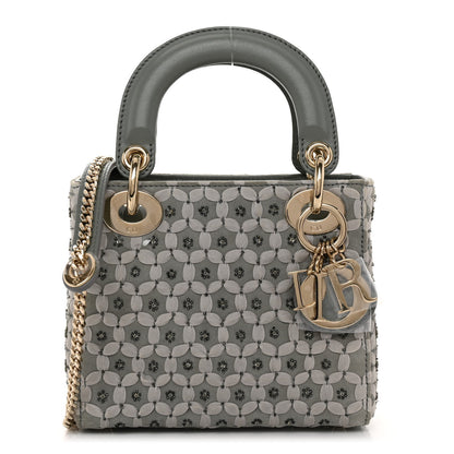 Christian Dior Suede Beaded Ribbon Mini Lady Dior Grey 1 of 10