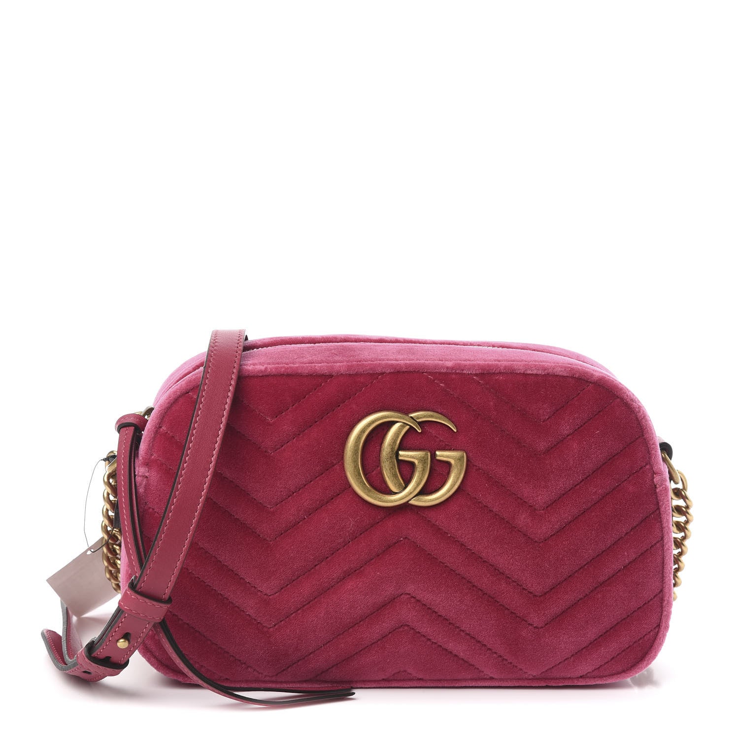 Gucci Velvet Matelasse Small GG Marmont Chain Shoulder Bag Light Raspberry Rose 1 of 10