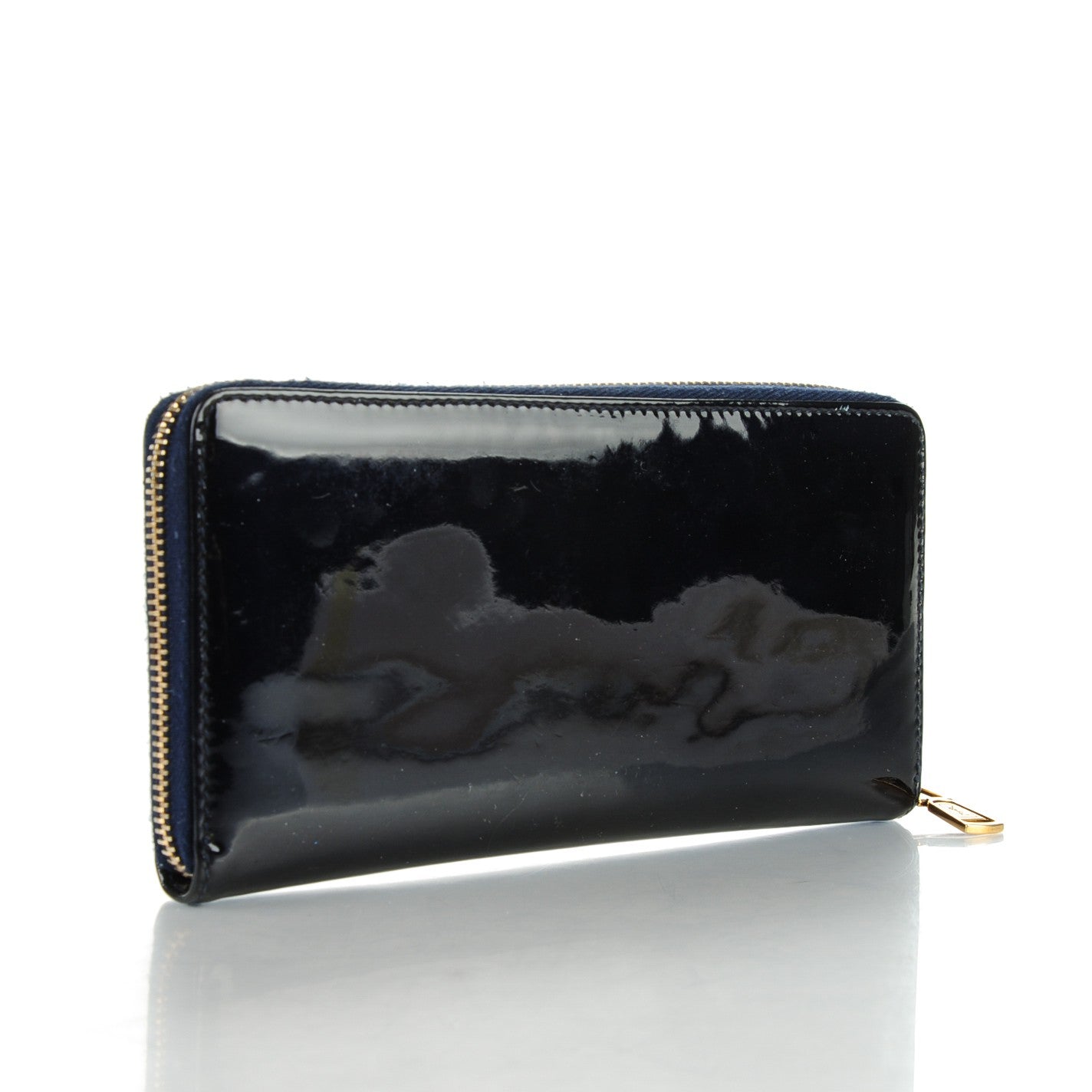 Saint Laurent Patent Y Mail Zip Around Wallet Marine 3 of 7