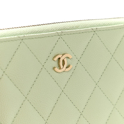 Chanel Caviar Quilted Large Gusset Zip Around Wallet Light Green 9 of 10