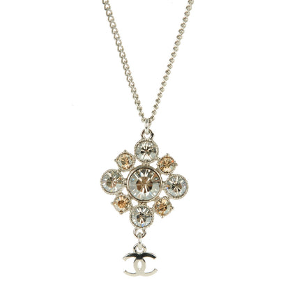 Chanel Crystal CC Pendant Necklace Silver 1 of 5