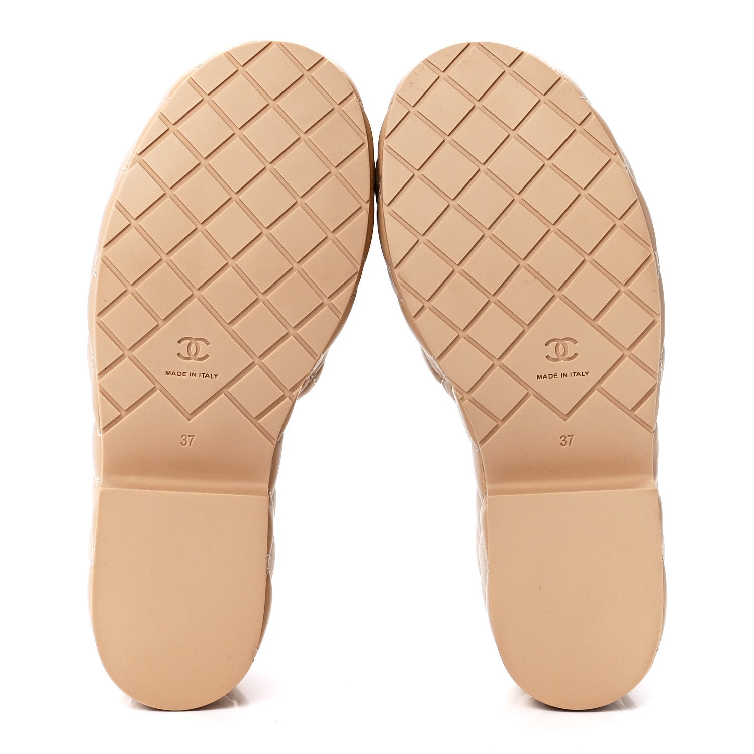 Chanel Lambskin Quilted CC Mules Wedge Sandals 37 Beige 4 of 7