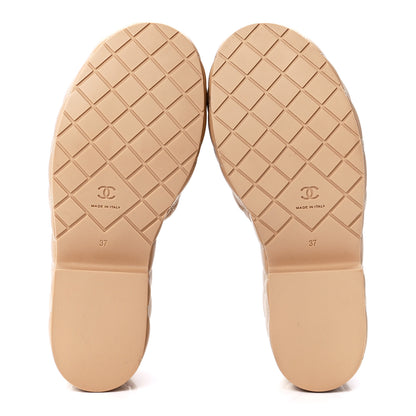 Chanel Lambskin Quilted CC Mules Wedge Sandals 37 Beige 4 of 7
