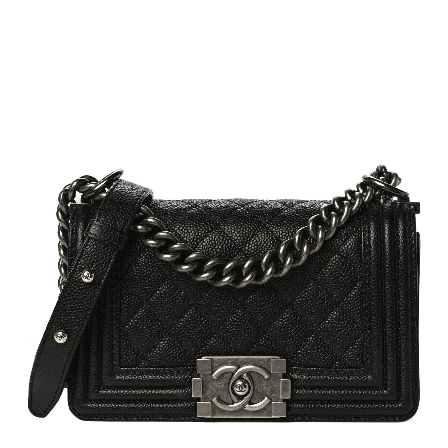 Caviar Quilted Small Boy Flap Black