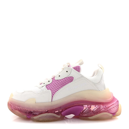 Balenciaga Fabric Mesh Clear Sole Womens Triple S Sneakers 37 White Pink 1 of 10