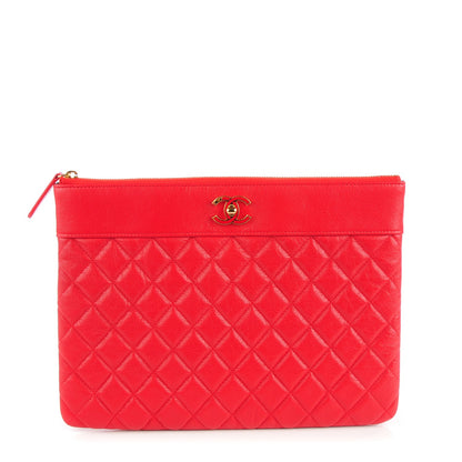 Chanel Iridescent Sheepskin Quilted Medium Vintage Mademoiselle Cosmetic Case Red 1 of 7