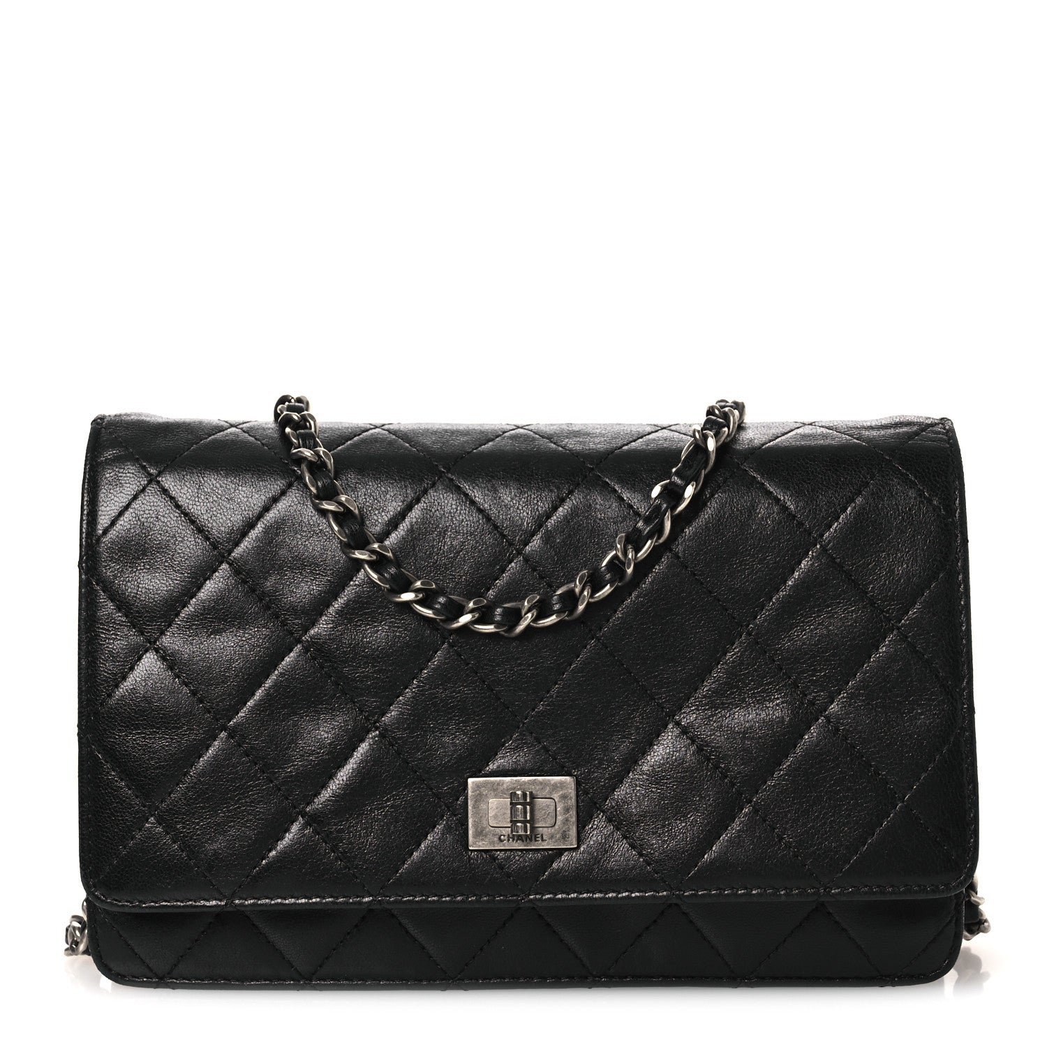 Chanel Aged Calfskin Quilted Reissue Wallet On Chain WOC Black 1 of 13