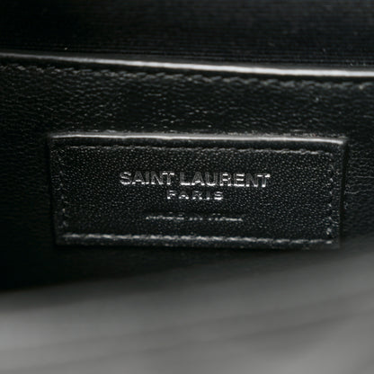 Saint Laurent Grain De Poudre Textured Mixed Matelasse Triquilt Small Monogram Satchel Black 6 of 9