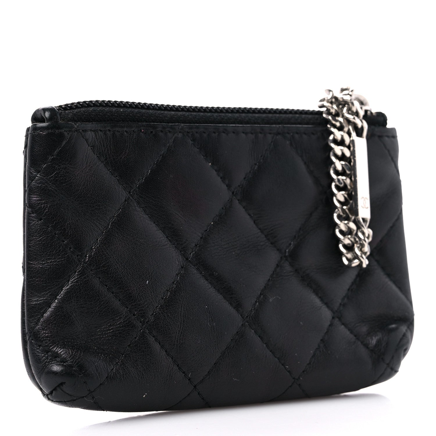 Chanel Calfskin Quilted Cambon Key Pouch Black 2 of 10
