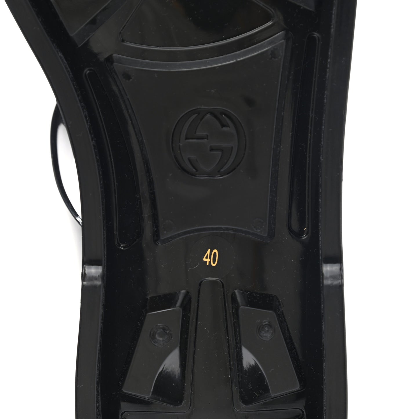 Shiny Rubber Double G Buckle Strap Sandals 40 Black