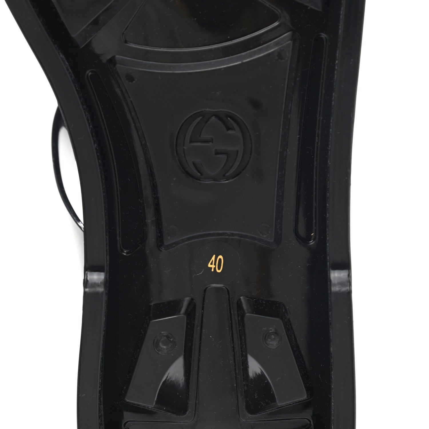 Gucci Shiny Rubber Double G Buckle Strap Sandals 40 Black 13 of 16