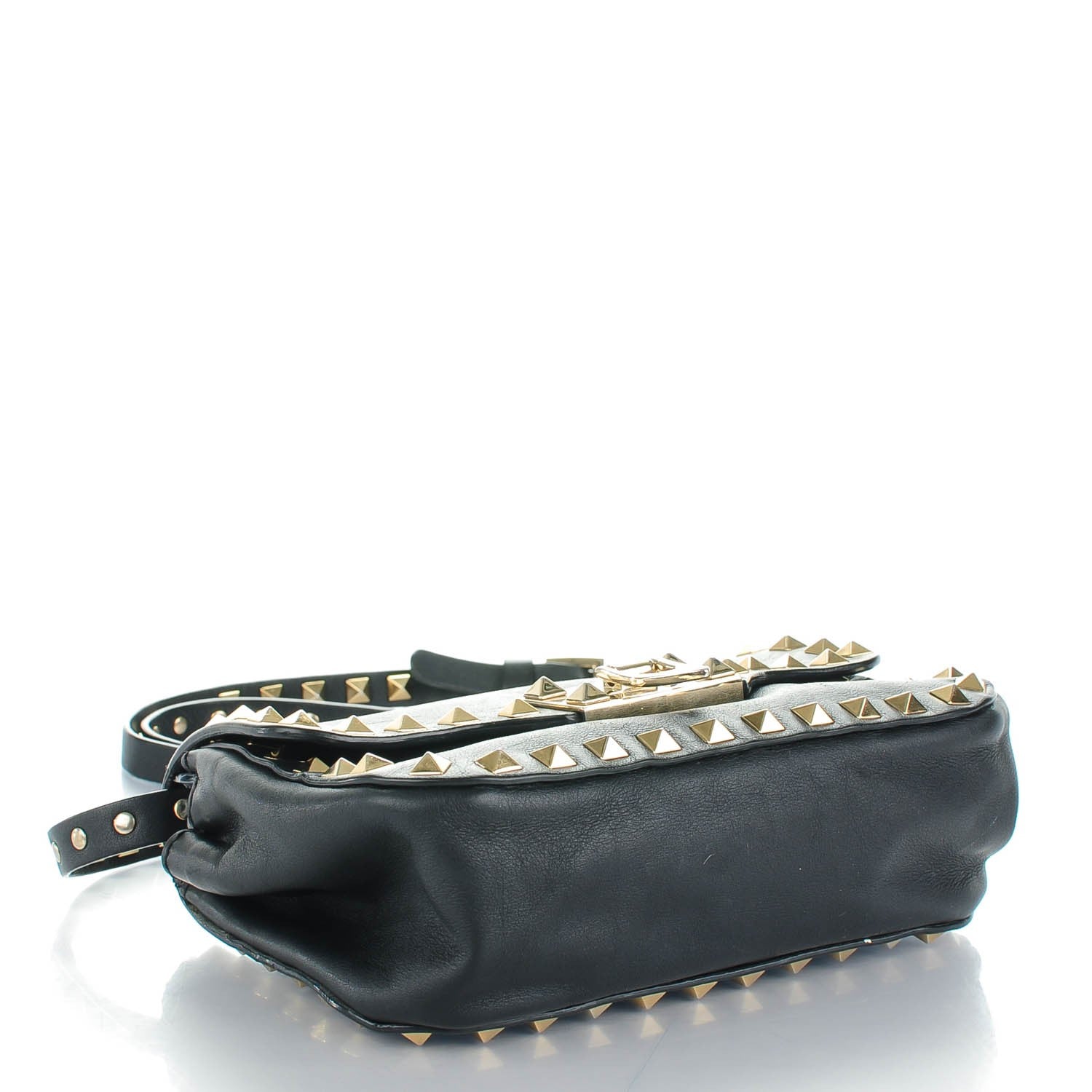 Valentino Garavani Vitello Mini Rockstud Flap Saddle Crossbody Bag Black 4 of 7