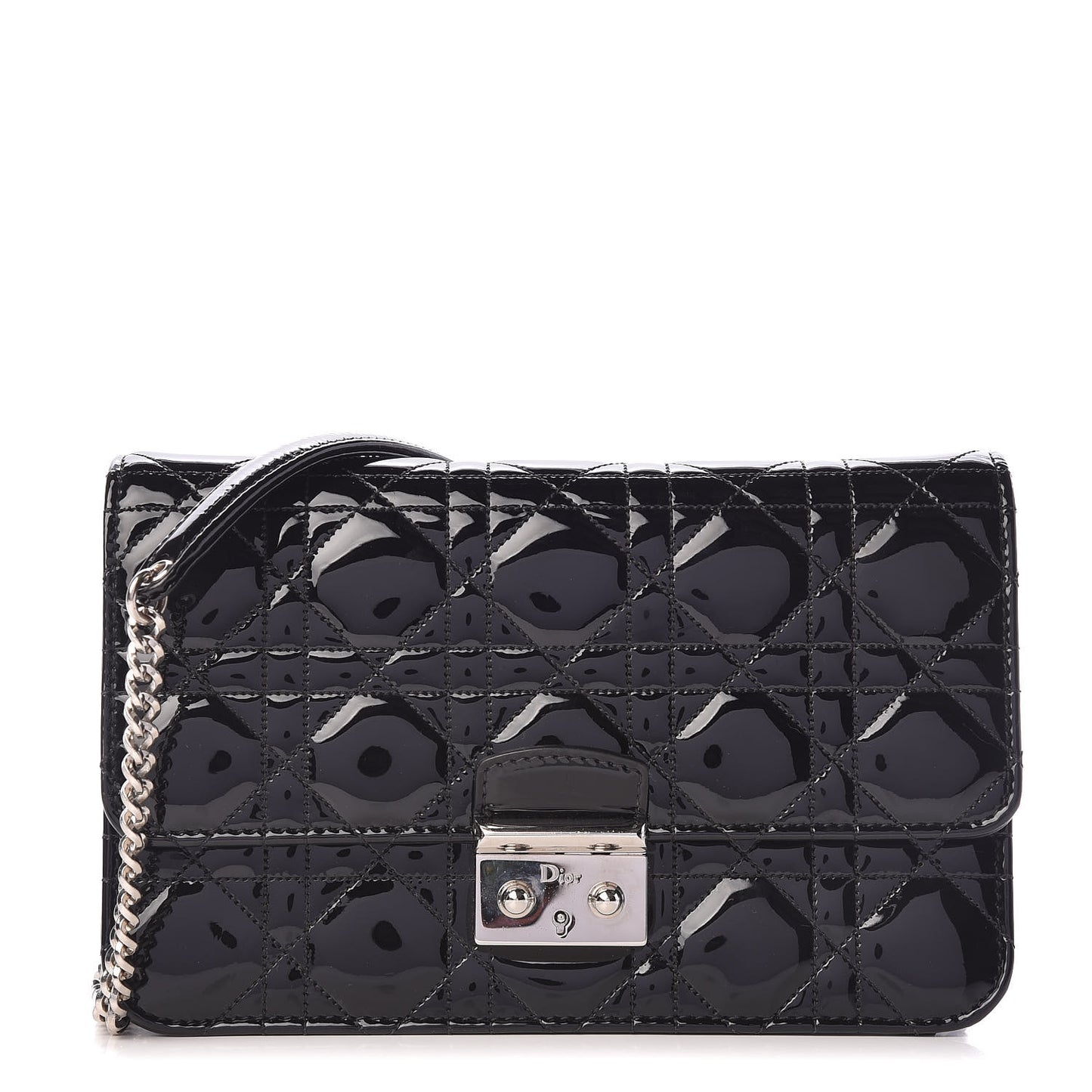 Patent Cannage Miss Dior Promenade Pouch Black
