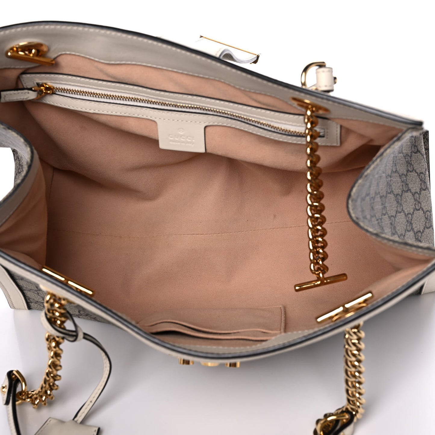 GG Supreme Monogram Medium Padlock Tote White