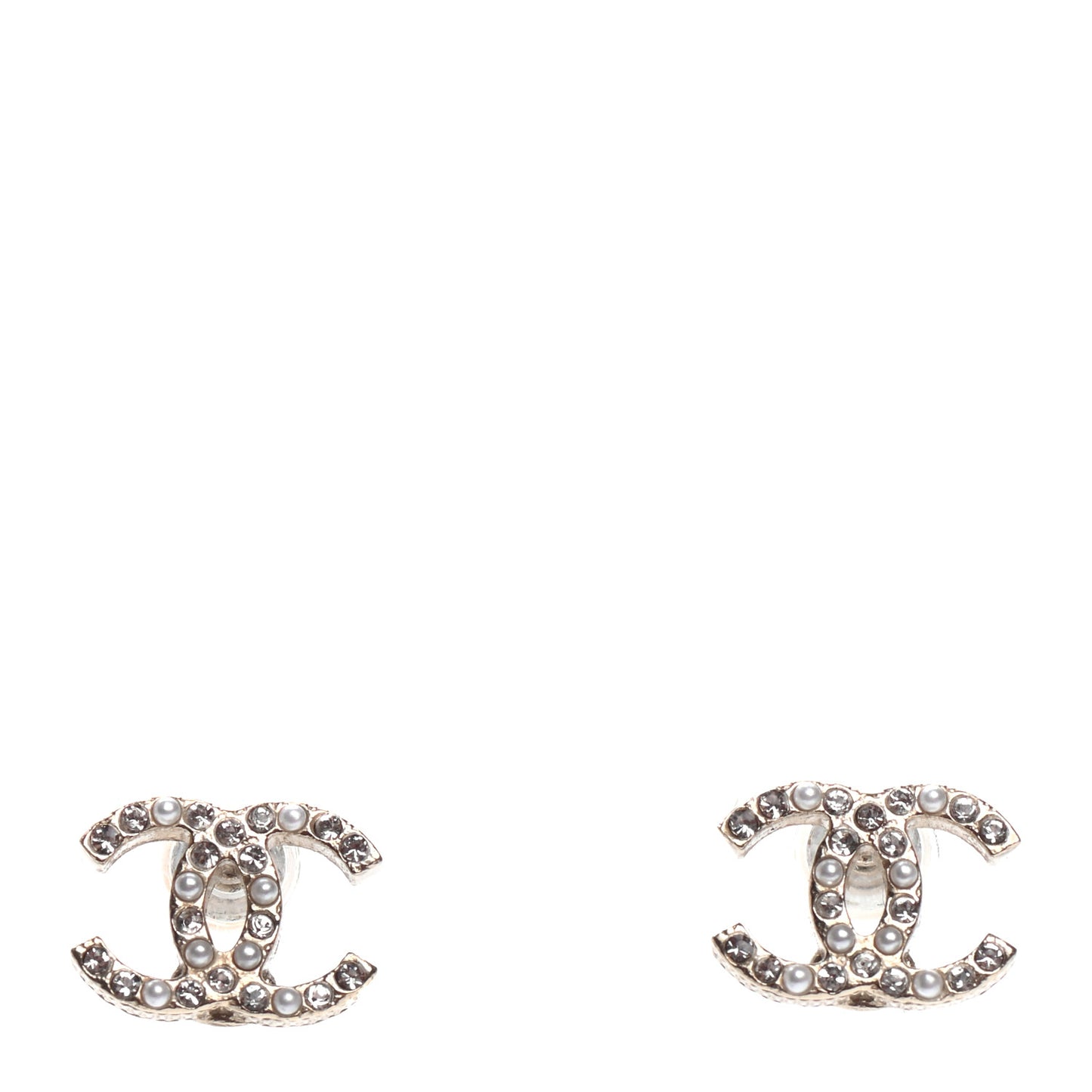 Pearl Crystal CC Earrings Gold