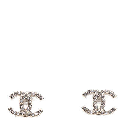 Chanel Pearl Crystal CC Earrings Gold 1 of 5