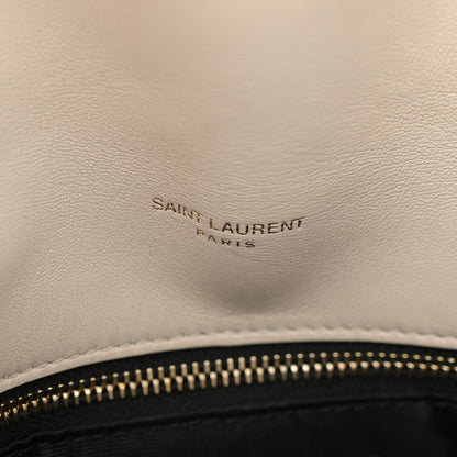 Saint Laurent Lambskin Quilted Small Loulou Puffer Monogram Chain Satchel Blanc Vintage 7 of 11